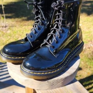 Dr. Martens Glossy Black Moto Boots